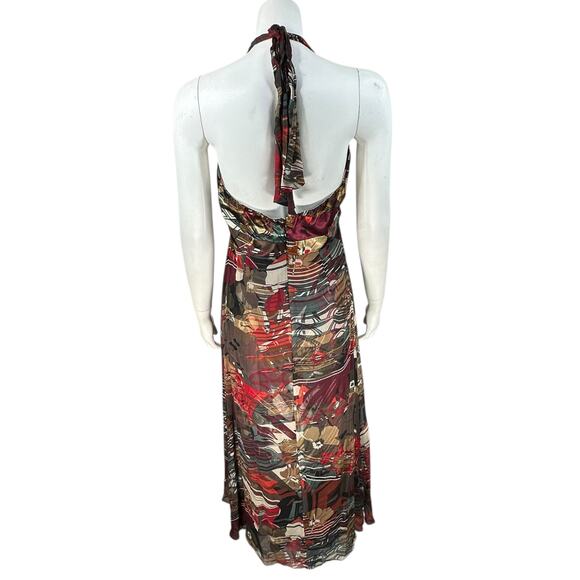Vintage Y2K Robbie Bee Silk Maxi Halter Dress Size 8 Abstract Floral Fairy Maxi - Picture 7 of 9